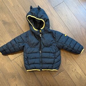 Baby Gap Black and Yellow Hooded Batman Puffer Jacket Size 3 C17-011